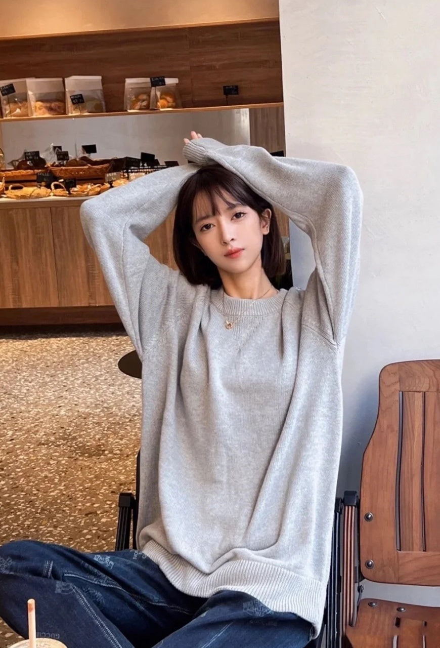 Dior Sleeve Woven Grey Sweater