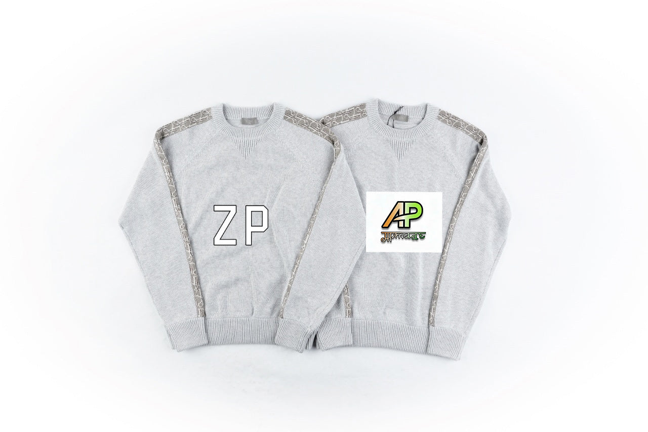 Dior Sleeve Woven Grey Sweater