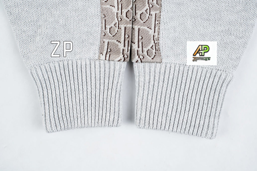Dior Sleeve Woven Grey Sweater