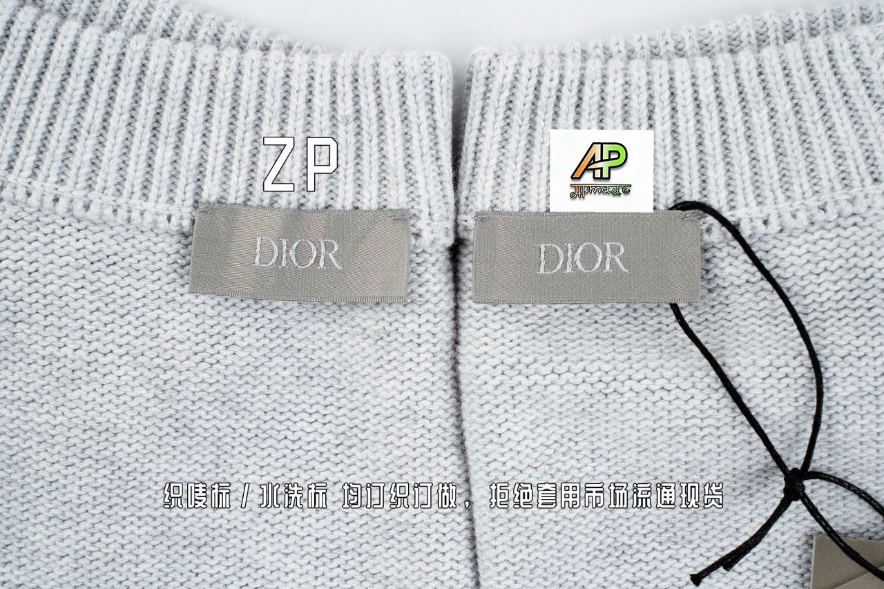 Dior Sleeve Woven Grey Sweater