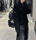 Balenciaga Vertical Striped Sweater with Sleeve Patch
