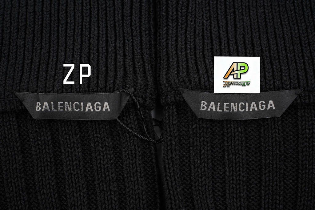 Balenciaga Vertical Striped Sweater with Sleeve Patch