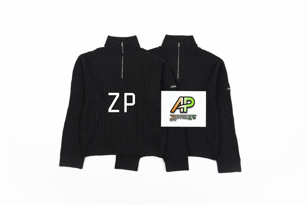 Balenciaga Vertical Striped Sweater with Sleeve Patch
