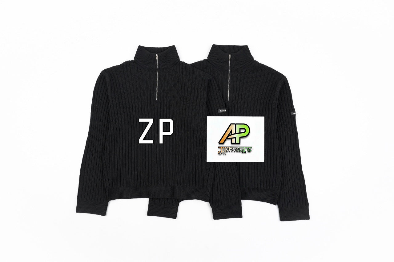 Balenciaga Vertical Striped Sweater with Sleeve Patch