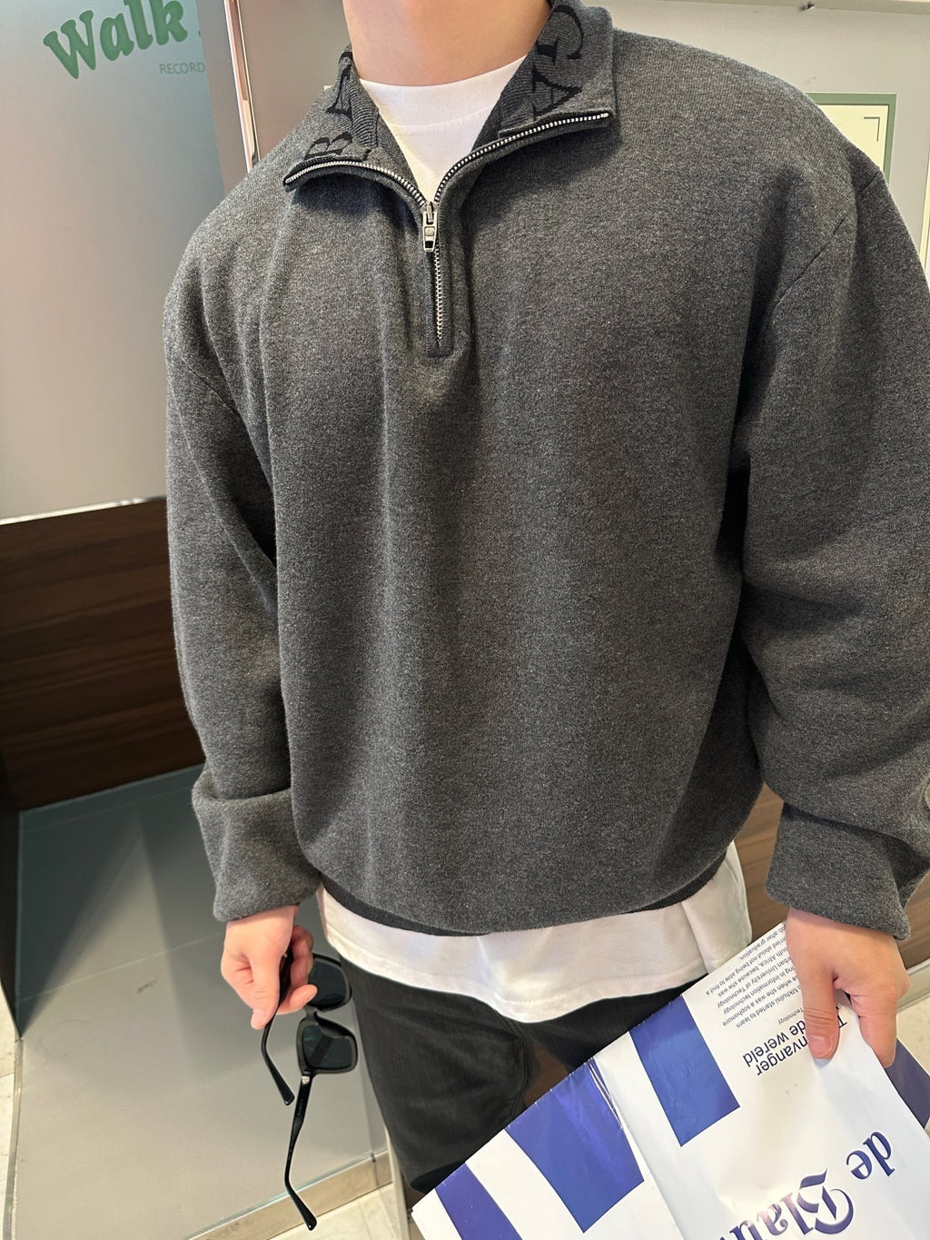 Balenciaga 25SS Stand Collar Half Zip Cotton Sweater