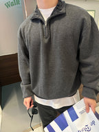 Balenciaga 25SS Stand Collar Half Zip Cotton Sweater