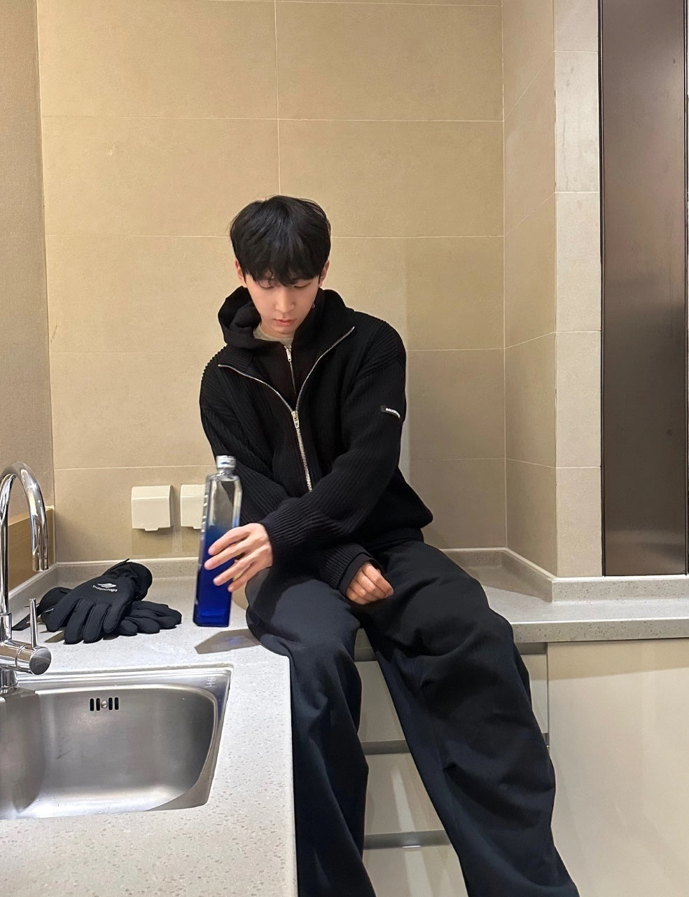 Balenciaga Small Label Faux Two-Piece Hooded Sweater