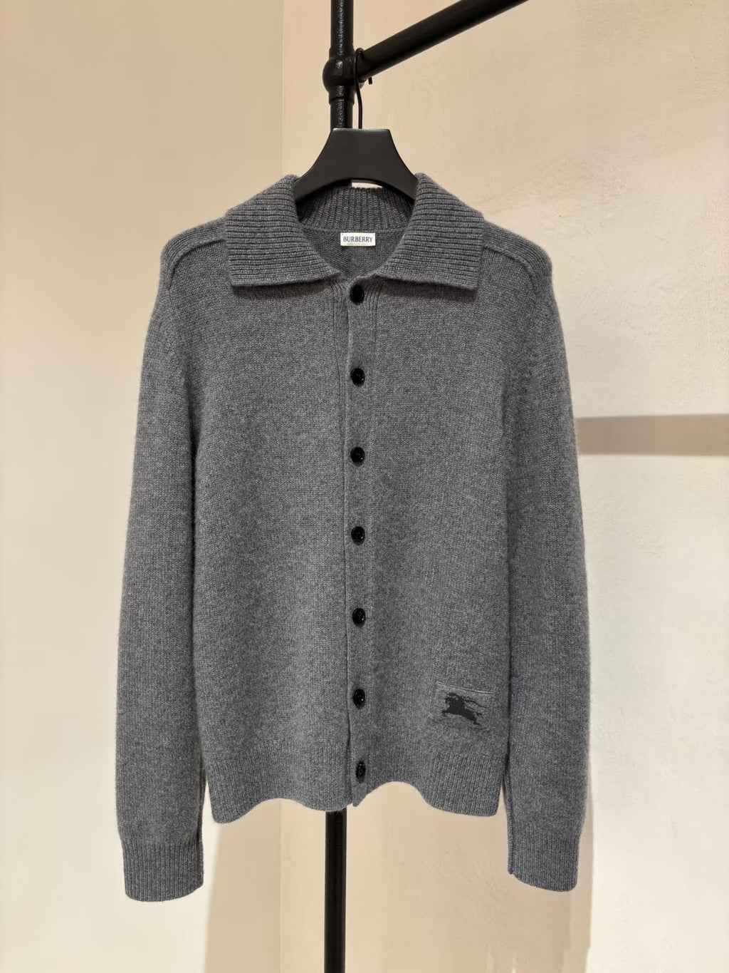 Burberry 25SS Collared Cashmere Cardigan with Elbow Patches