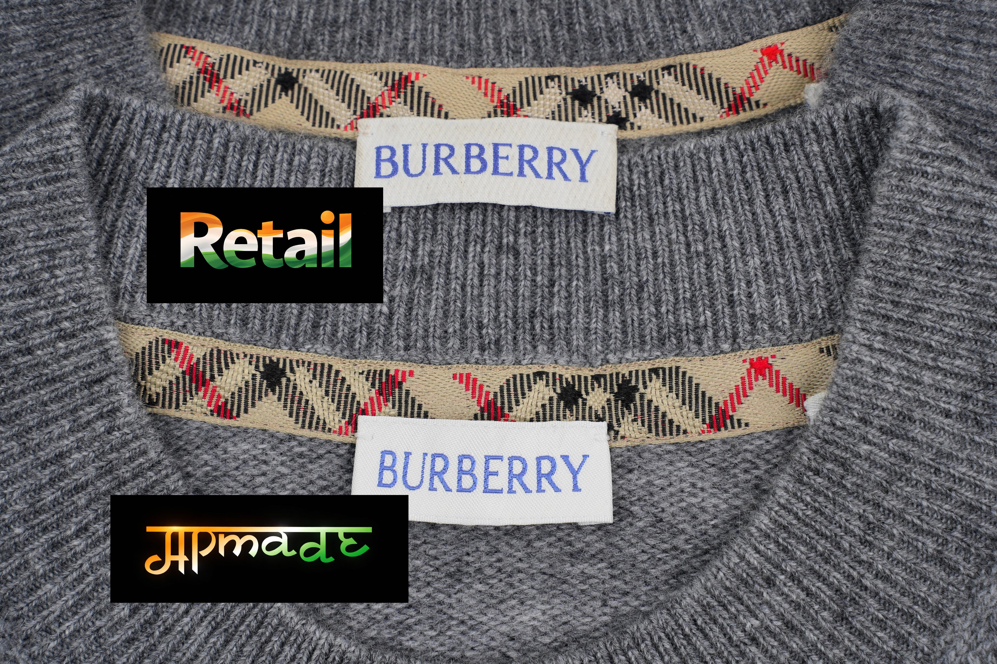 Burberry BBR Checkered Horsehair Crew Neck Sweater