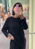 Burberry Check Ribbed Crew Neck Sweater