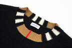 Burberry Check Ribbed Crew Neck Sweater