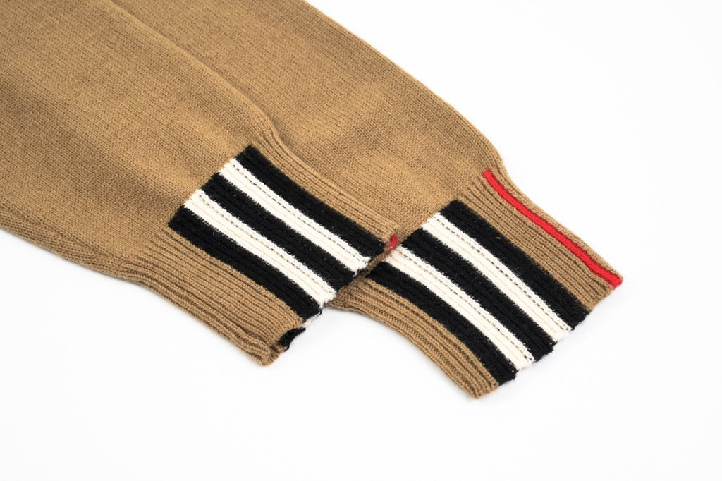 Burberry Check Ribbed Crew Neck Sweater
