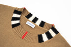 Burberry Check Ribbed Crew Neck Sweater