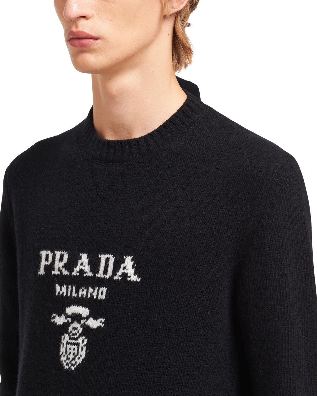 Prada Jacquard Logo Knit Pullover