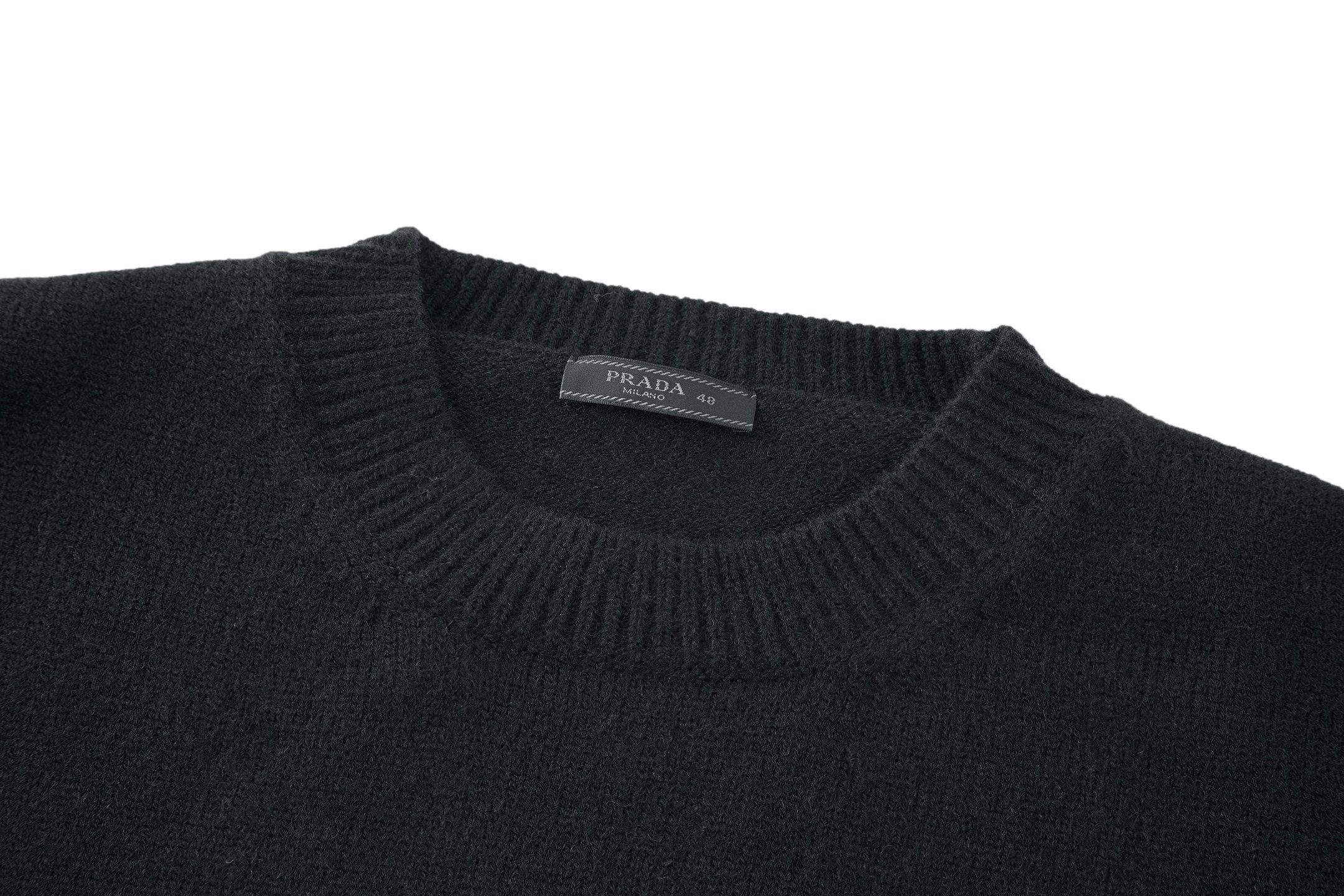 Prada Embroidered Logo Wool Knit Pullover