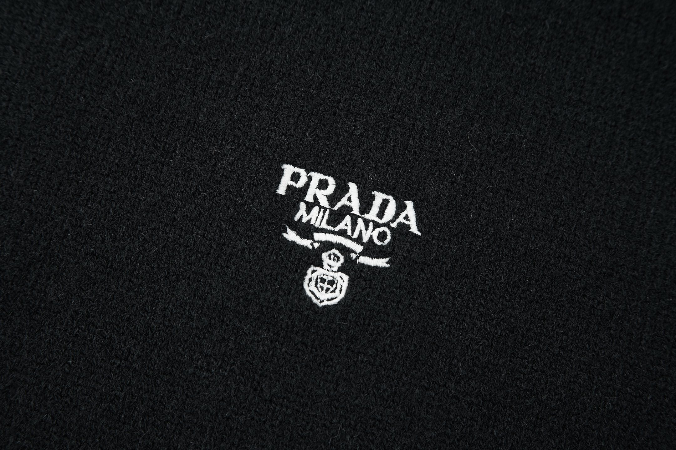 Prada Embroidered Logo Wool Knit Pullover