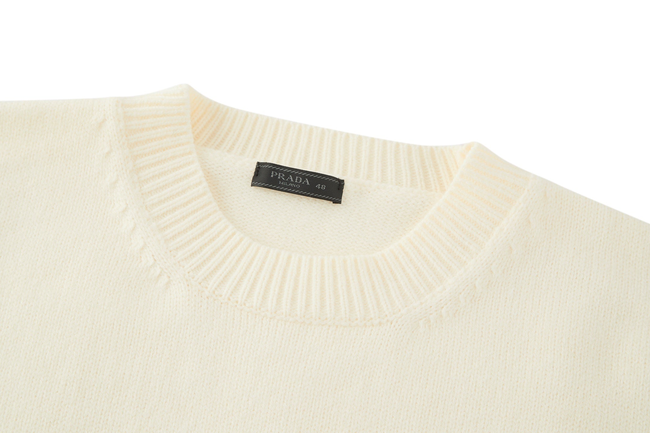 Prada Embroidered Logo Wool Knit Pullover