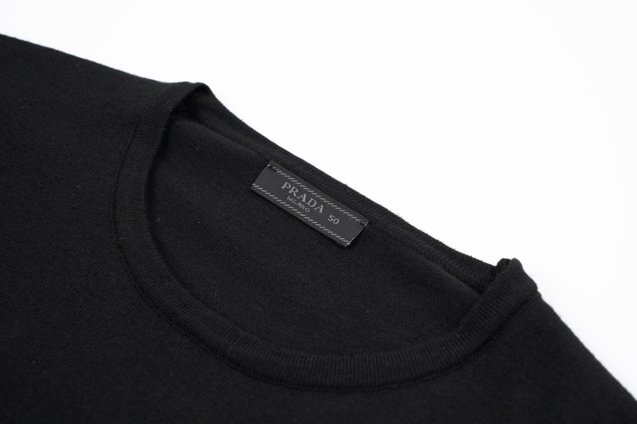 Prada Small Label Wool Blend Crew Neck Sweater