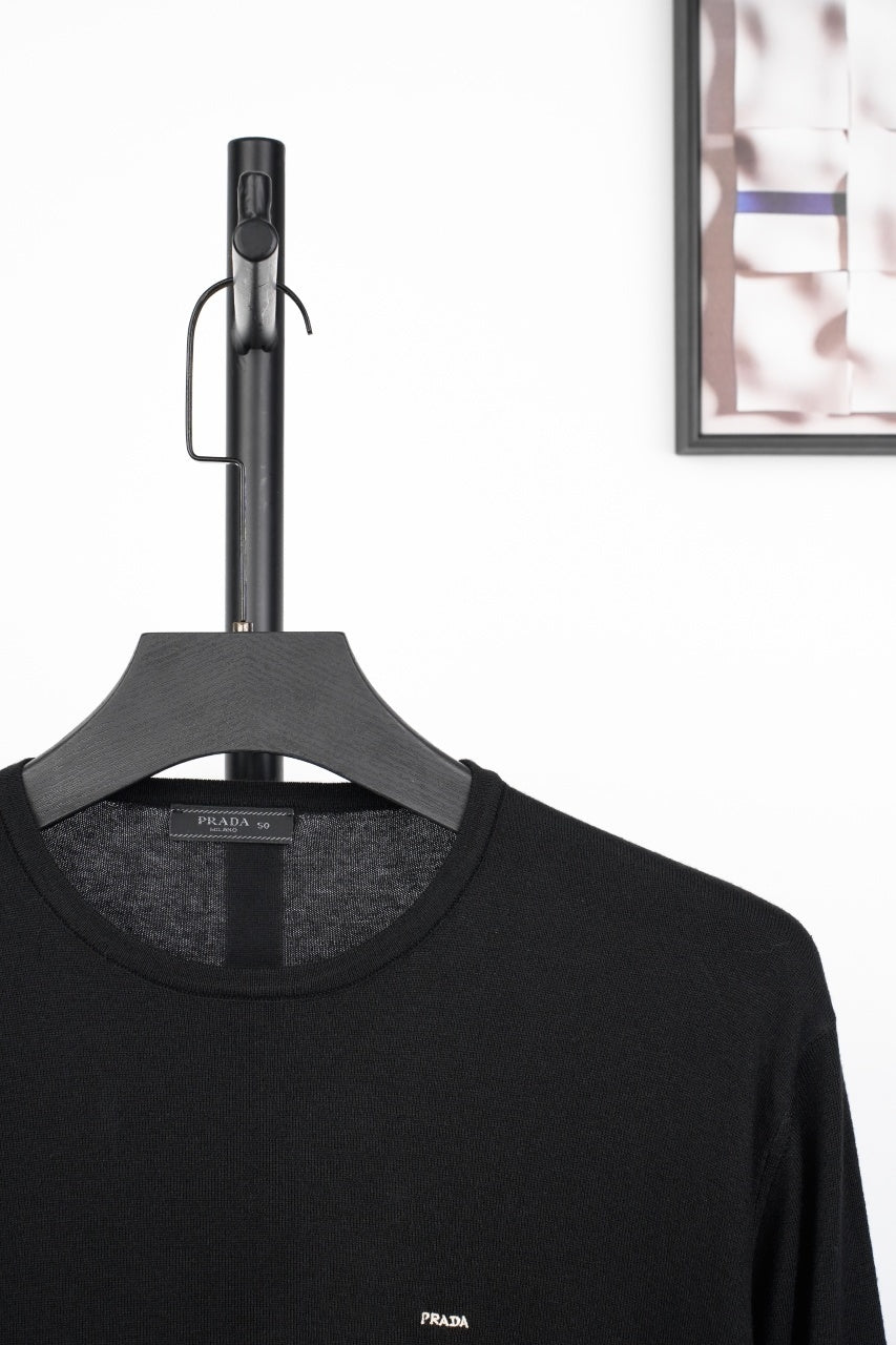 Prada Small Label Wool Blend Crew Neck Sweater
