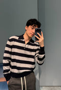 Miu Miu Small Striped Half-Zip Sweater