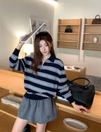 Miu Miu Small Striped Half-Zip Sweater
