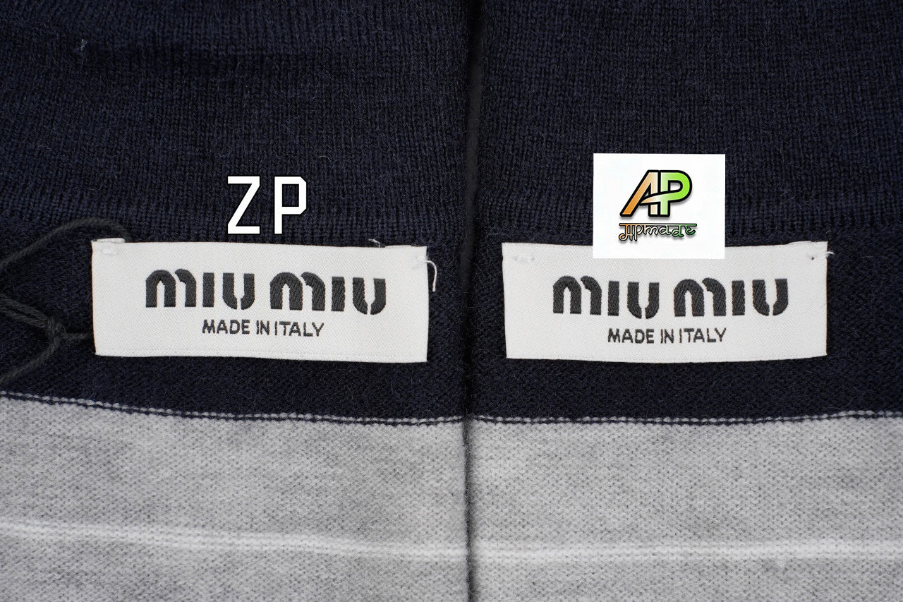 Miu Miu Small Striped Half-Zip Sweater