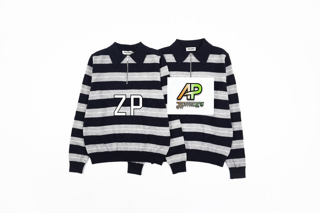 Miu Miu Small Striped Half-Zip Sweater