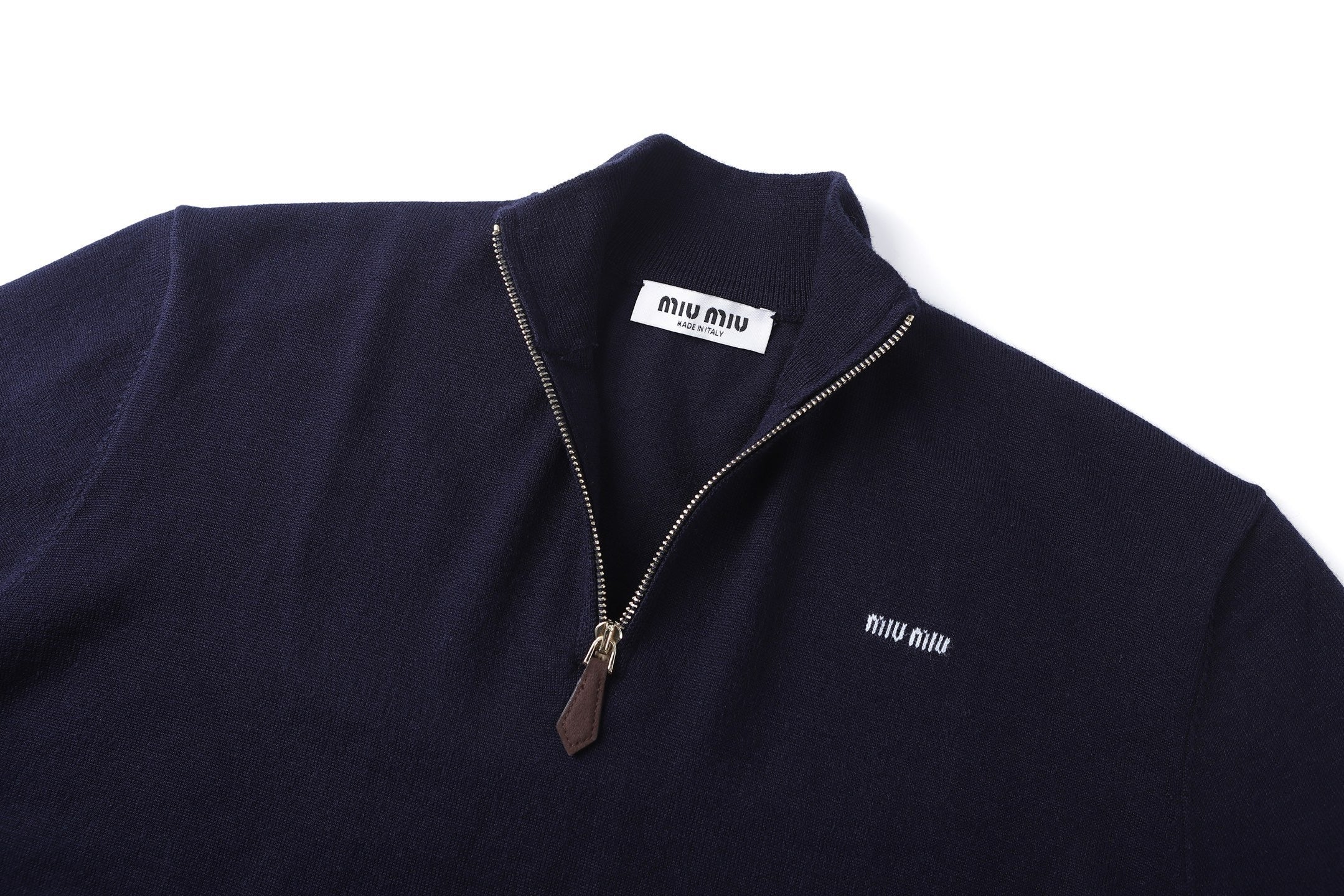 Miu Miu Stand-Collar Half-Zip Sweater