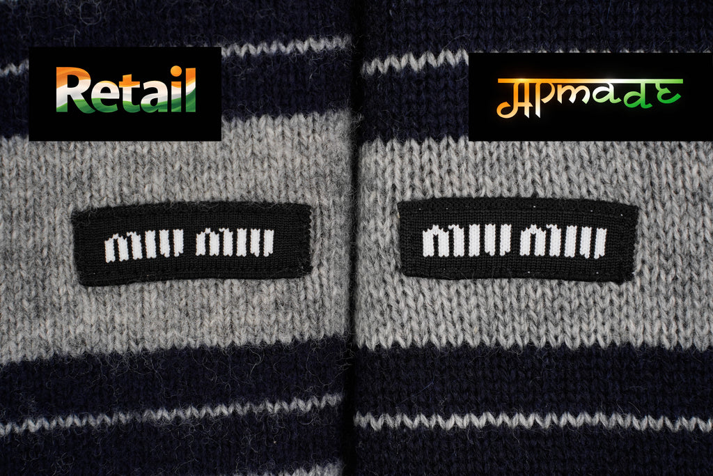 Miu Miu Gray Striped Cashmere Cardigan