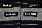 Miu Miu Gray Striped Cashmere Cardigan