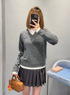 Miu Miu Faux Two-Piece Patchwork Sweater