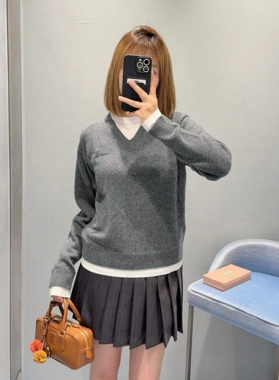 Miu Miu Faux Two-Piece Patchwork Sweater