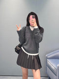 Miu Miu Fake Two-Piece Cashmere V-Neck Sweater