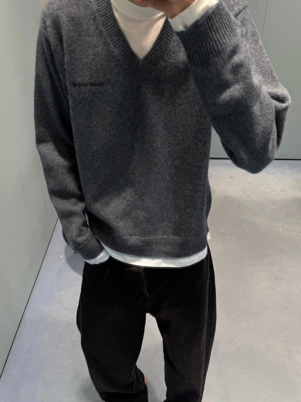 Miu Miu Fake Two-Piece Cashmere V-Neck Sweater