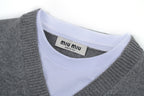 Miu Miu Fake Two-Piece Cashmere V-Neck Sweater