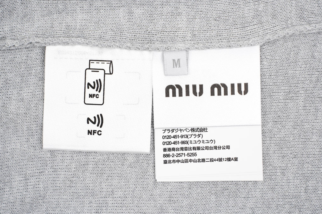 Miu Miu Grey Crew Neck Sweater with Small Logo