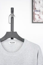 Miu Miu Grey Crew Neck Sweater with Small Logo