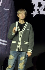 Miu Miu Small Label Gray & White Placket Cardigan