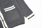 Miu Miu Small Label Gray & White Placket Cardigan