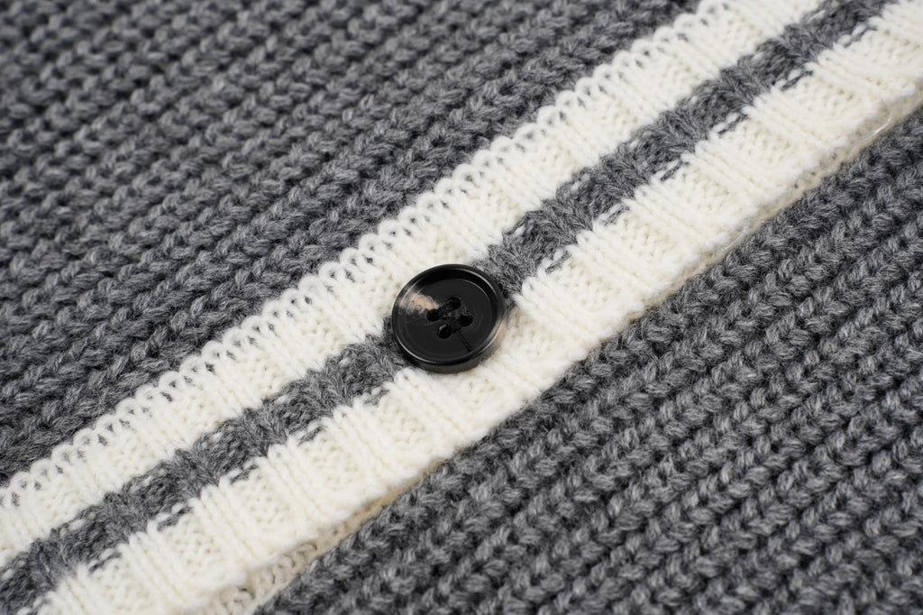 Miu Miu Small Label Gray & White Placket Cardigan