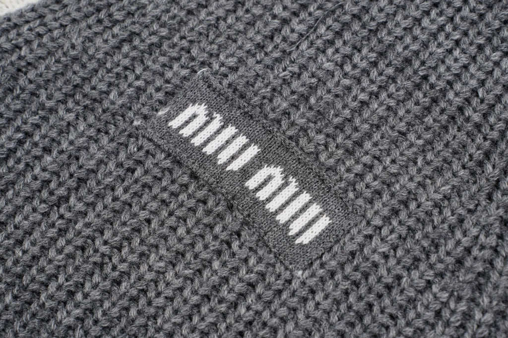 Miu Miu Small Label Gray & White Placket Cardigan