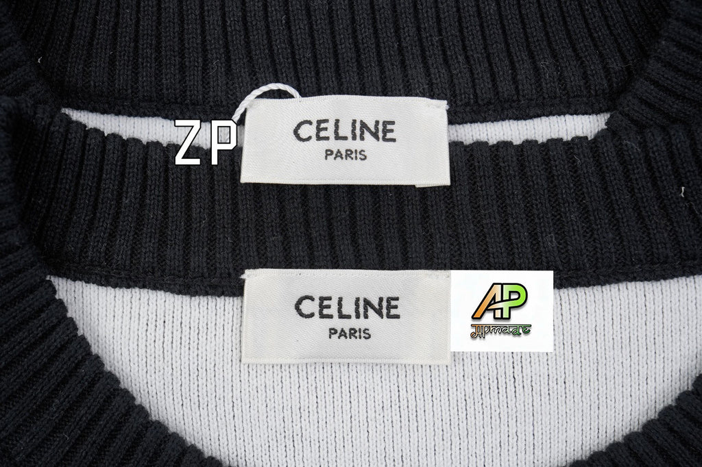 Celine Arc de Triomphe Logo Jacquard Crew Neck Sweater