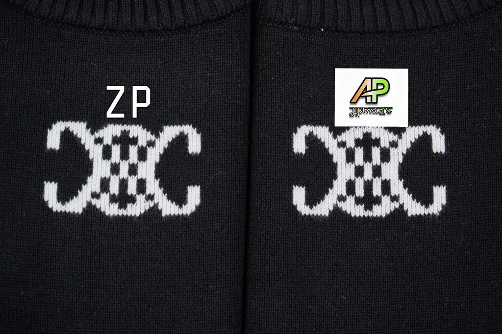 Celine Arc de Triomphe Logo Jacquard Crew Neck Sweater