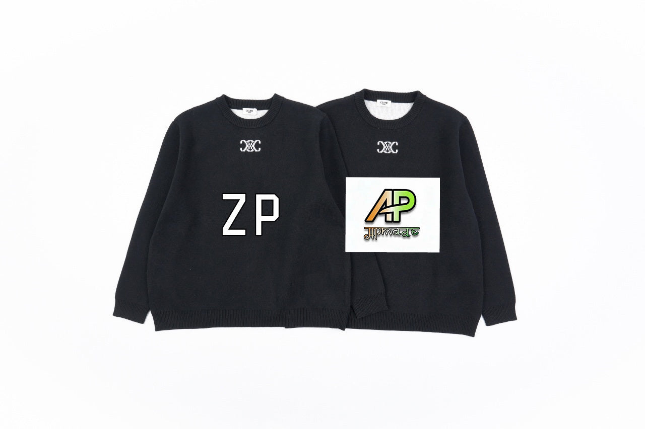 Celine Arc de Triomphe Logo Jacquard Crew Neck Sweater