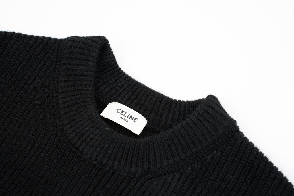Celine Felt Lettering Crew Neck Sweater
