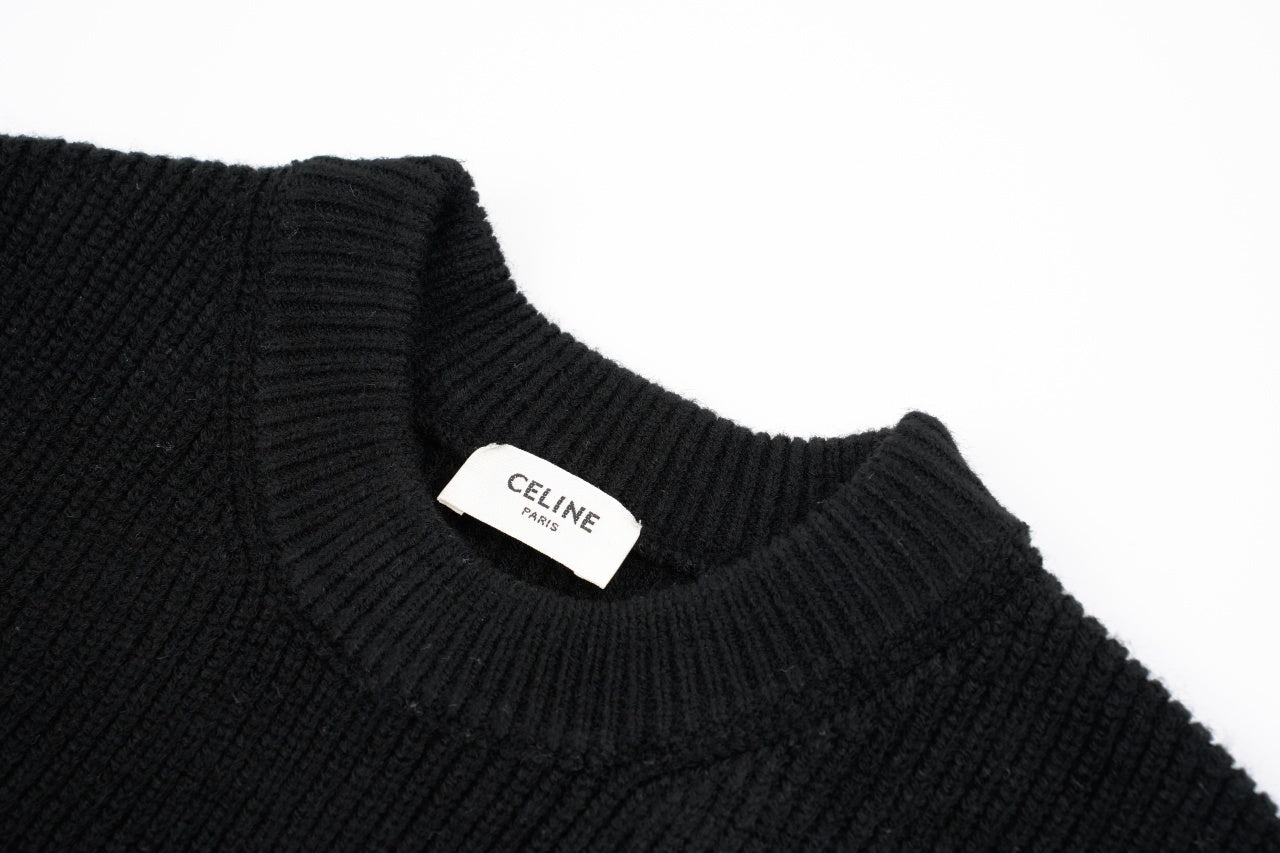 Celine Felt Lettering Crew Neck Sweater