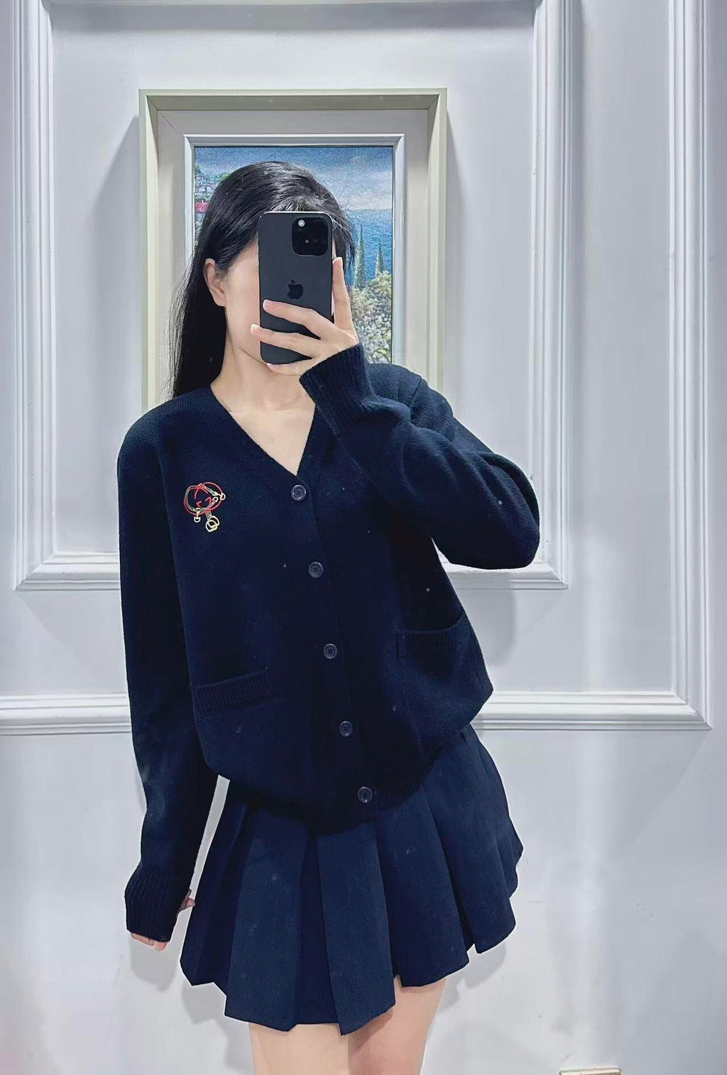 Gucci New Year Lantern Embroidered Knit Cardigan