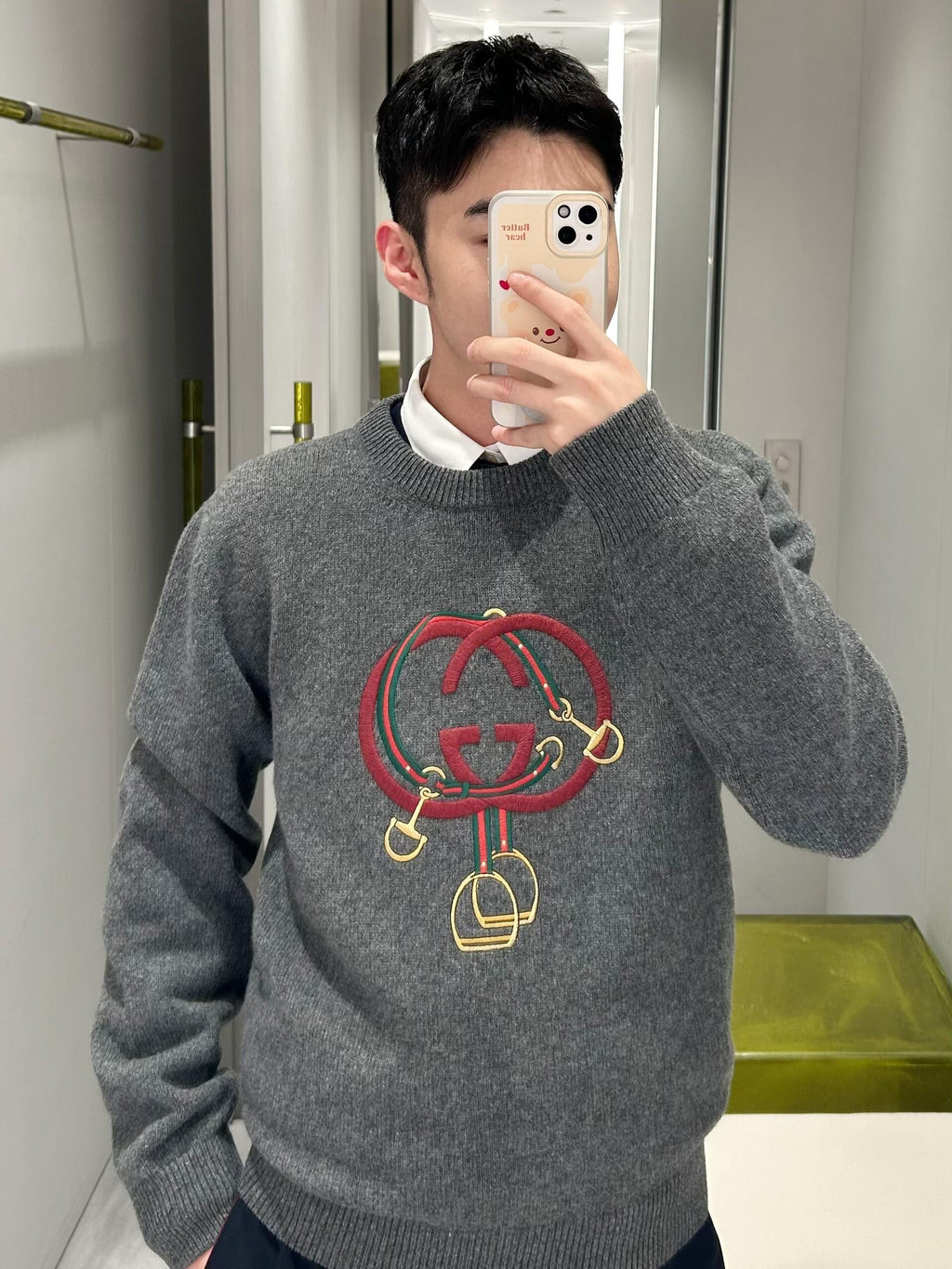 Gucci New Year Double G Embroidered Knit Sweater