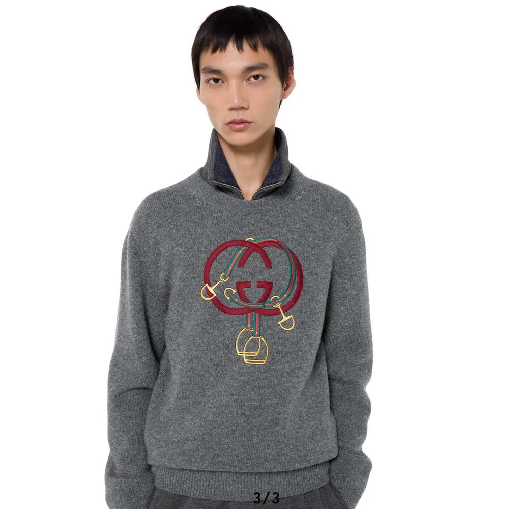 Gucci New Year Double G Embroidered Knit Sweater