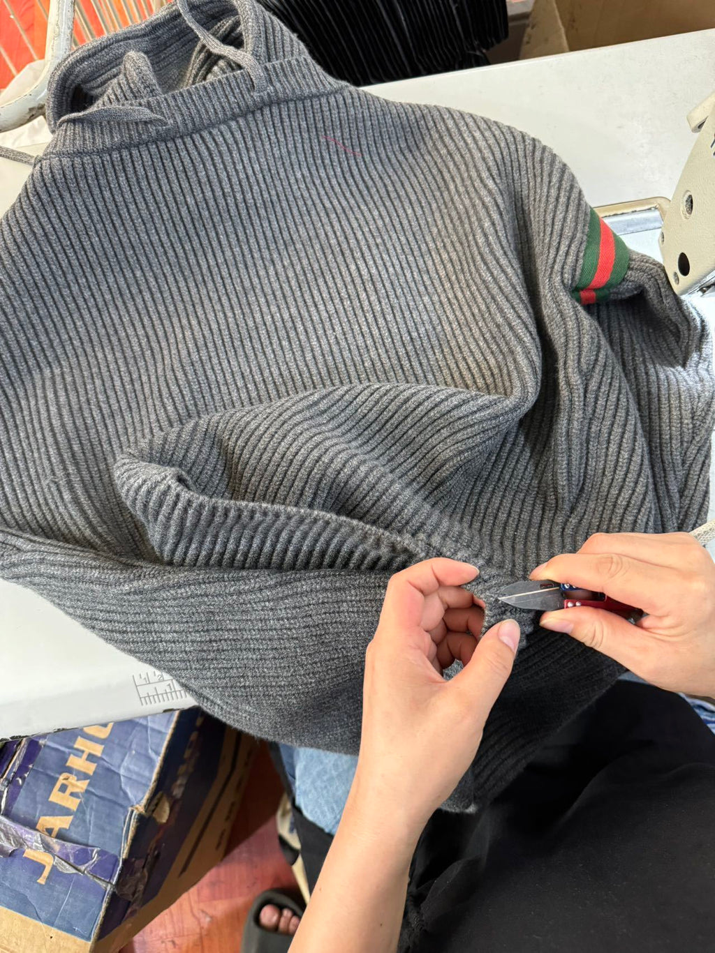 Gucci Wool Knit Sweater with Contrast Rib
